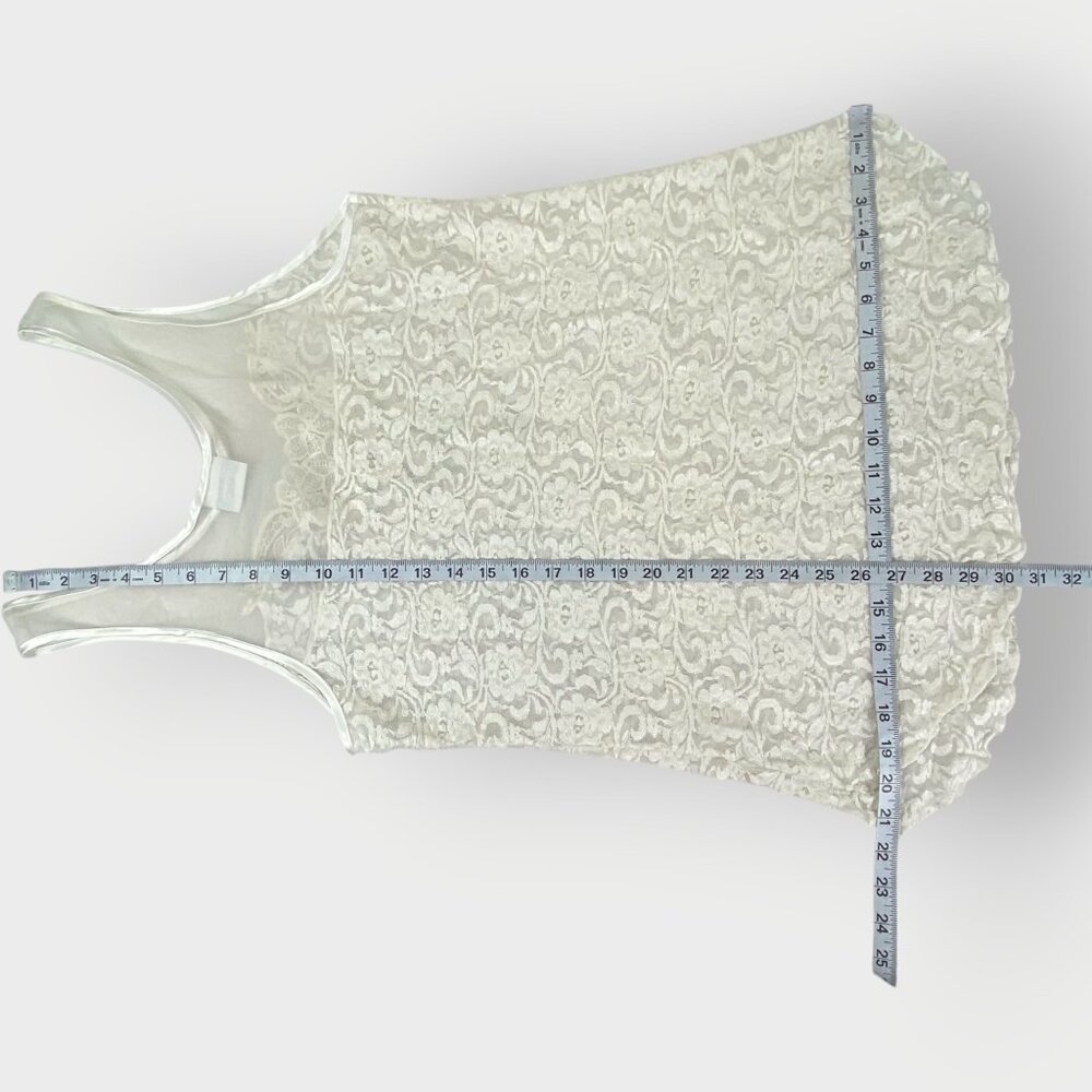 Vtg Teddy Slip Dress | White | Sheer Mesh Lace Sequin | Angelcore Coquette - Picture 7 of 8
